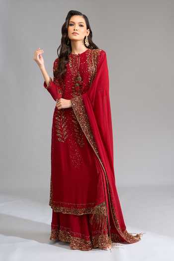 Nakul Sen Leafy Sequin Embroidered Kurta Palazzo Set 