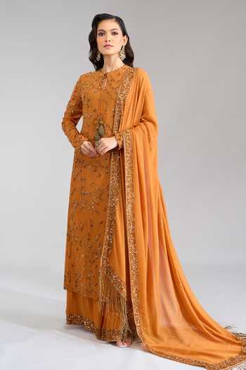 Nakul Sen Embroidered Long Straight Kurta Palazzo Set 