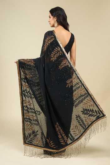 Nakul Sen Leafy Sequin Saree With Blouse 