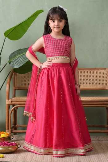 Buy Petite Pomme Pink Cotton, Net Thread Work Lehenga Set Online at Aza Fashions Buy_Petite Pomme_Pink Cotton, Net Thread Work Lehenga Set _Online_at_Aza_Fashions
