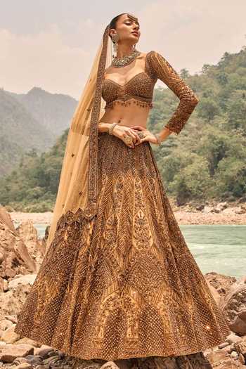 Nitika Gujral Copper Jewelled Lehenga Set