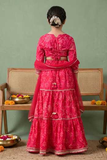 Petite Pomme Printed Tiered Lehenga Set