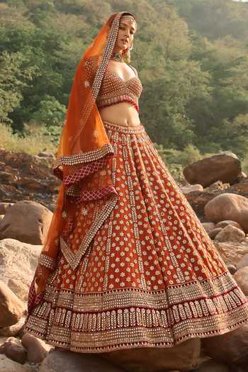Nitika Gujral Rustic Amber Lehenga Set