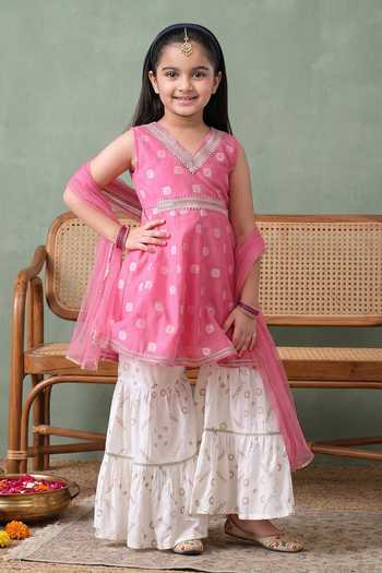 Petite Pomme Floral Woven Kurta Set