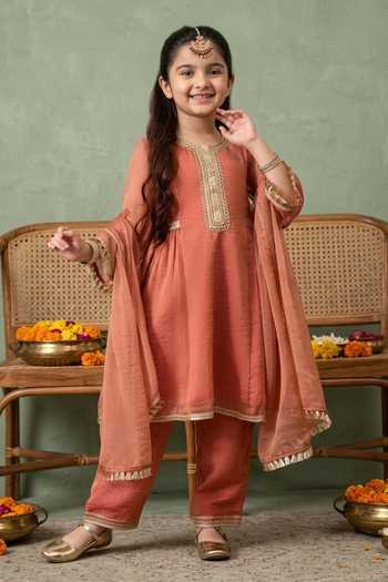 Petite Pomme Placement Embroidered Kurta Set