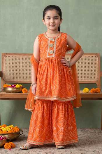 Petite Pomme Bandhani Print Kurta Gharara Set
