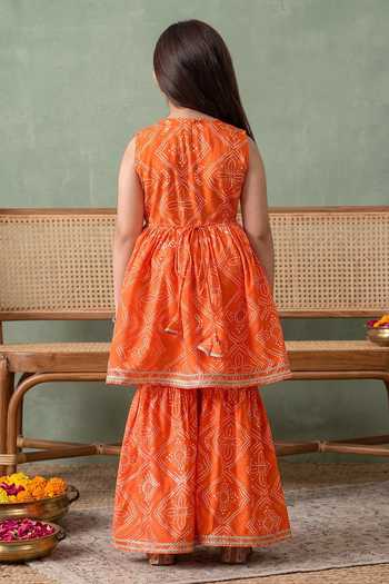 Petite Pomme Bandhani Print Kurta Gharara Set