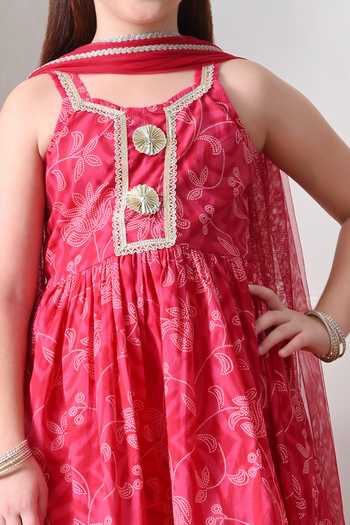 Buy Petite Pomme Pink Cotton, Net Printed Kurta Gharara Set Online at Aza Fashions Buy_Petite Pomme_Pink Cotton, Net Printed Kurta Gharara Set _Online_at_Aza_Fashions
