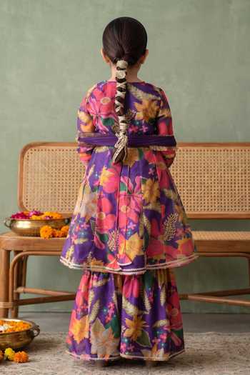 Petite Pomme Floral Print Kurta Gharara Set