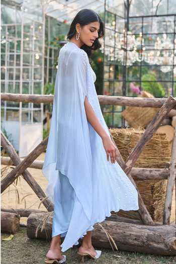 Dash And Dot Degrade Pearl Embellished Cape