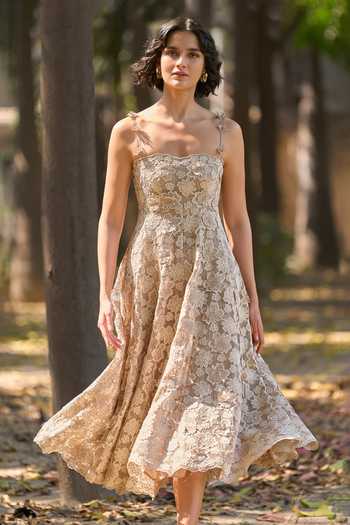 Buy_Dash And Dot_Beige Polyester Sweetheart Neck Floral Applique Lace Dress _Online_at_Aza_Fashions