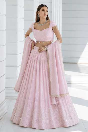 Monk & Mei By Sonia Anand Florence Chikankari Embroidered Lehenga Set 
