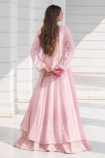Monk & Mei By Sonia Anand Chikankari Embroidered Jacket Lehenga Set 