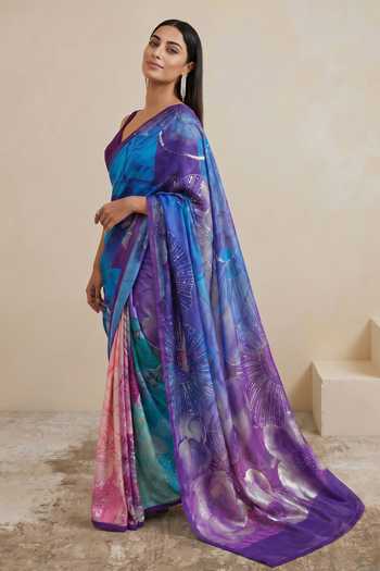Buy Satya Paul Purple Silk, Crepe Lavender Prism Saree Online at Aza Fashions Buy_Satya Paul_Purple Silk, Crepe Lavender Prism Saree _Online_at_Aza_Fashions