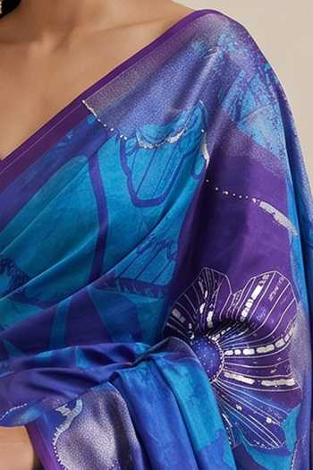 Shop Satya Paul Purple Silk, Crepe Lavender Prism Saree Online at Aza Fashions Shop_Satya Paul_Purple Silk, Crepe Lavender Prism Saree _Online_at_Aza_Fashions