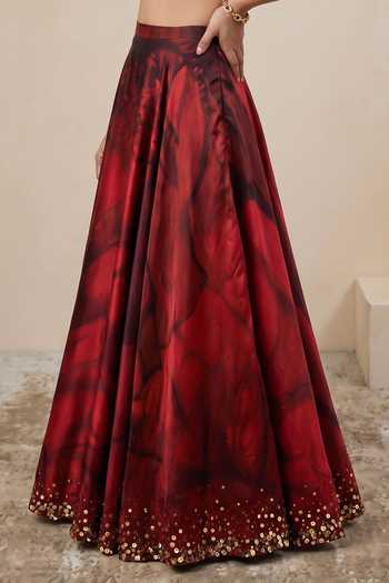 Buy Satya Paul Red Satin, Modal Jubilee Border Embellished Skirt Online at Aza Fashions Buy_Satya Paul_Red Satin, Modal Jubilee Border Embellished Skirt _Online_at_Aza_Fashions
