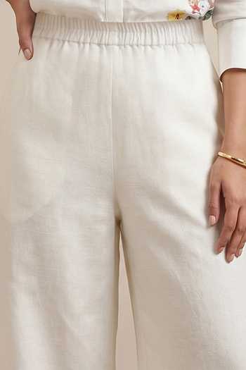 Buy Satya Paul Off White Linen, Viscose Dear Reader Printed Pant Online at Aza Fashions Buy_Satya Paul_Off White Linen, Viscose Dear Reader Printed Pant _Online_at_Aza_Fashions