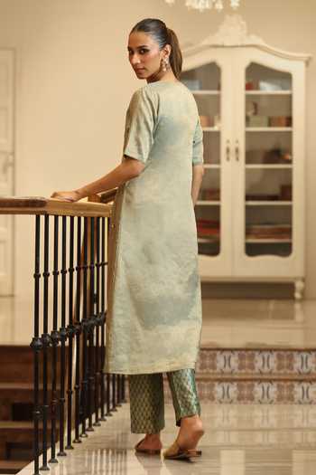 Weaver Story Handloom Tissue Angarkha & Pant Set 