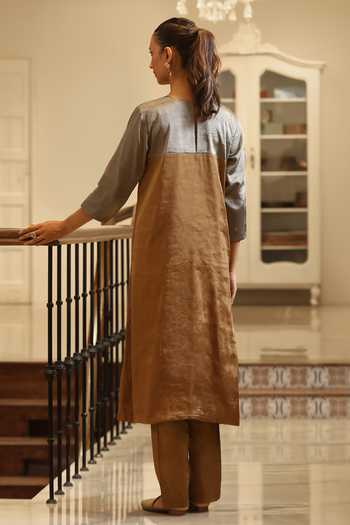Weaver Story Handloom Tissue Kurta & Pant Set 