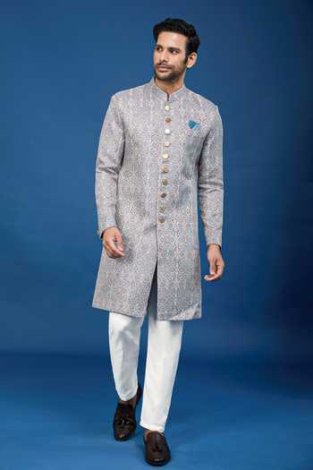 Buy Arihant Rai Sinha Green Jacquard, Polyester, Viscose Embroidery, Sequins Floral Woven Sherwani Set Online at Aza Fashions Buy_Arihant Rai Sinha_Green Jacquard, Polyester, Viscose Embroidery, Sequins Floral Woven Sherwani Set _Online_at_Aza_Fashions