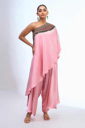 Prisho One Shoulder Tunic & Draped Pant Set 