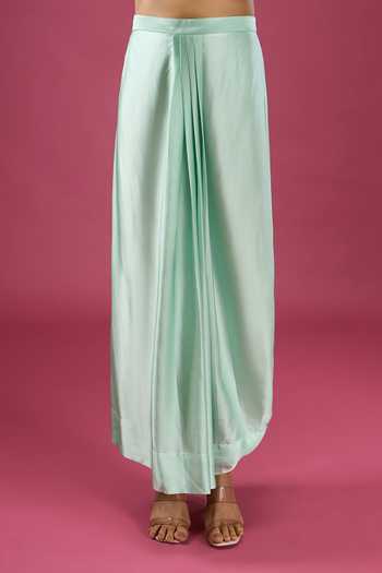 Buy Anamika Khanna Green Round Neck Wash Embroidered Cape And Skirt Set Online at Aza Fashions Buy_Anamika Khanna_Green Round Neck Wash Embroidered Cape And Skirt Set _Online_at_Aza_Fashions