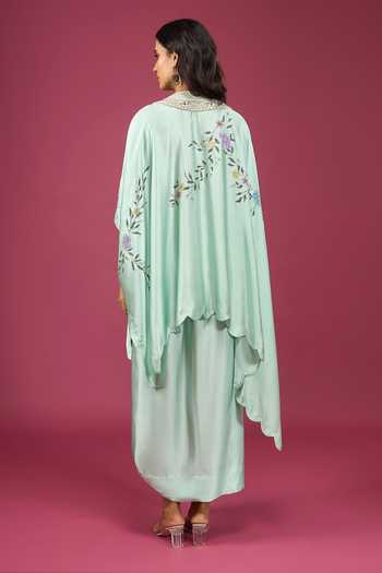Anamika Khanna Wash Blue Embroidered Cape & Skirt Set
