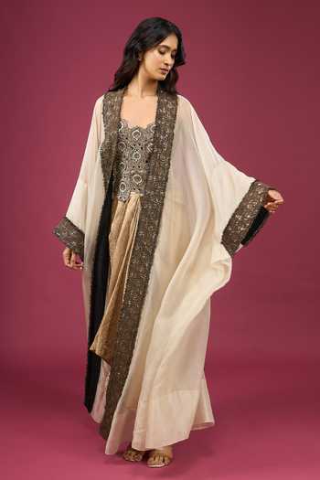 Anamika Khanna Embroidered Cape Draped Skirt Set