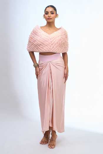 Anamika Khanna Textured Cape & Draped Skirt Set