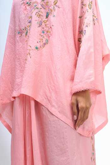 Buy Anamika Khanna Pink Split V-neck Embroidered Top And Draped Skirt Set Online at Aza Fashions Buy_Anamika Khanna_Pink Split V-neck Embroidered Top And Draped Skirt Set _Online_at_Aza_Fashions