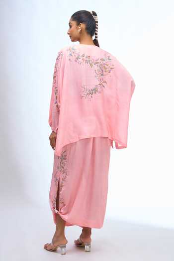 Anamika Khanna Embroidered Top & Draped Skirt Set