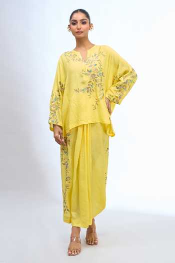 Anamika Khanna Embroidered Top & Draped Skirt Set