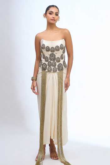 Anamika Khanna Fringed Tassel Corset & Skirt Set