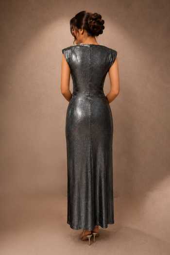 Ajiesh Oberoi Asymmetric Draped Maxi Dress