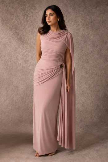 Ajiesh Oberoi Asymmetric Draped Maxi Dress