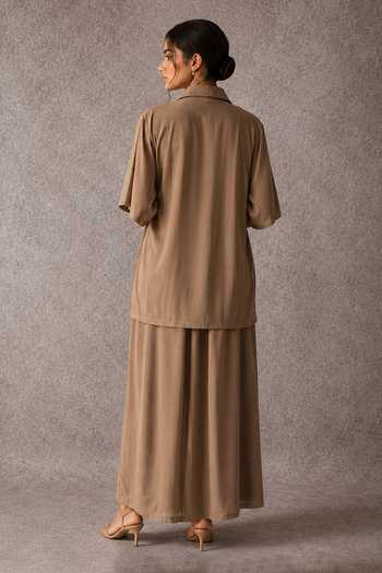 Ajiesh Oberoi Wrap Shirt & Wide Legged Pant Set