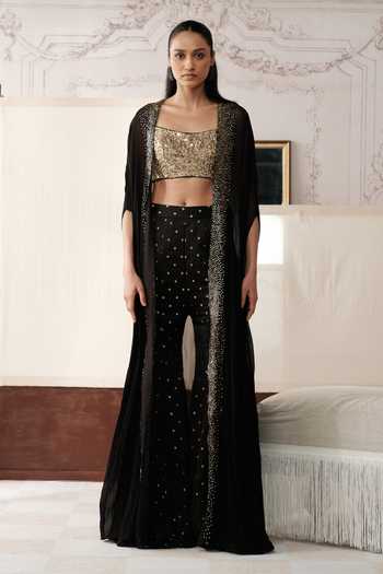 Basanti Kapde aur Koffee The Stardust & Smoke Embroidered Cape Set