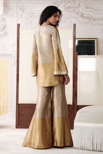 Basanti Kapde aur Koffee The Champagne Dusk Embroidered Kurta Sharara Set 