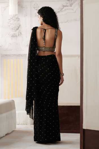 Basanti Kapde aur Koffee The Midnight Horizon Draped Saree With Blouse