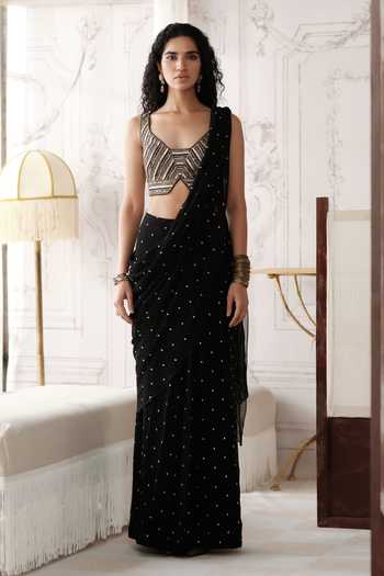 Basanti Kapde aur Koffee The Midnight Horizon Draped Saree With Blouse