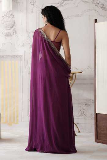 Basanti Kapde aur Koffee Stardust & Plum Embroidered Cape Set