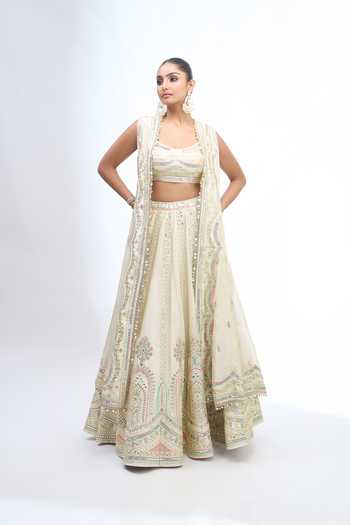 Gopi Vaid Gold Scoop , Open Embroidered Jacket Lehenga Set at Aza Fashions Gopi Vaid_Gold Scoop , Open Embroidered Jacket Lehenga Set _at_Aza_Fashions