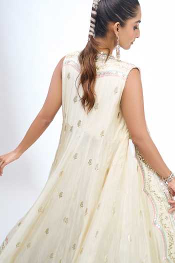 Shop Gopi Vaid Gold Scoop , Open Embroidered Jacket Lehenga Set Shop_Gopi Vaid_Gold Scoop , Open Embroidered Jacket Lehenga Set