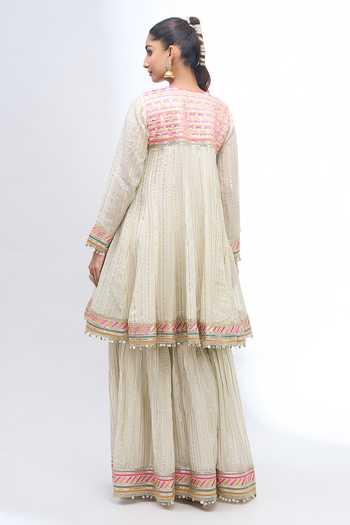 Gopi Vaid Embroidered Anarkali Sharara Set 
