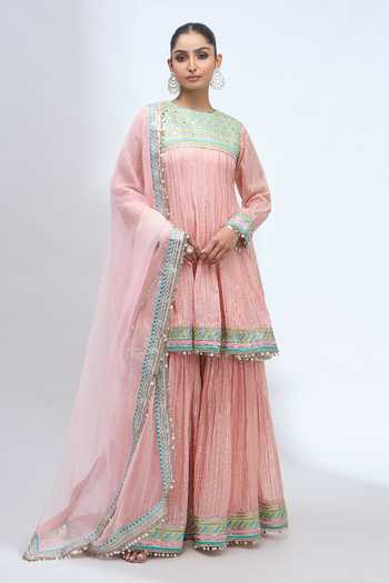 Gopi Vaid Embroidered Anarkali Sharara Set 