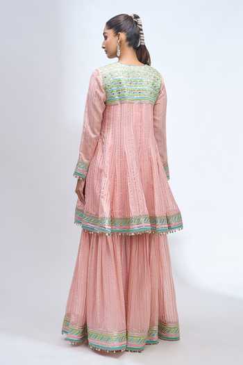 Gopi Vaid Embroidered Anarkali Sharara Set 