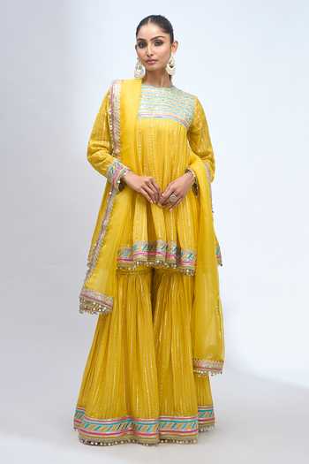 Gopi Vaid Embroidered Anarkali Sharara Set 