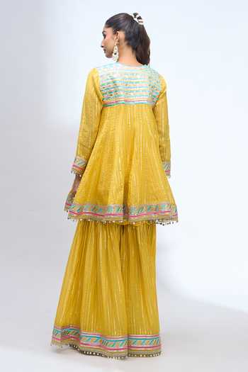 Gopi Vaid Embroidered Anarkali Sharara Set 