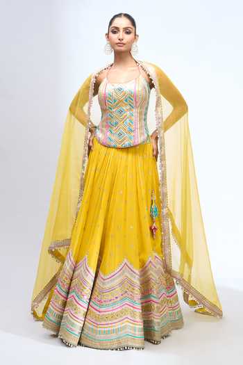 Gopi Vaid Embroidered Corset Lehenga Set 