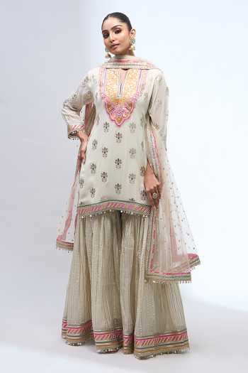 Gopi Vaid Embroidered Kurta Sharara Set 